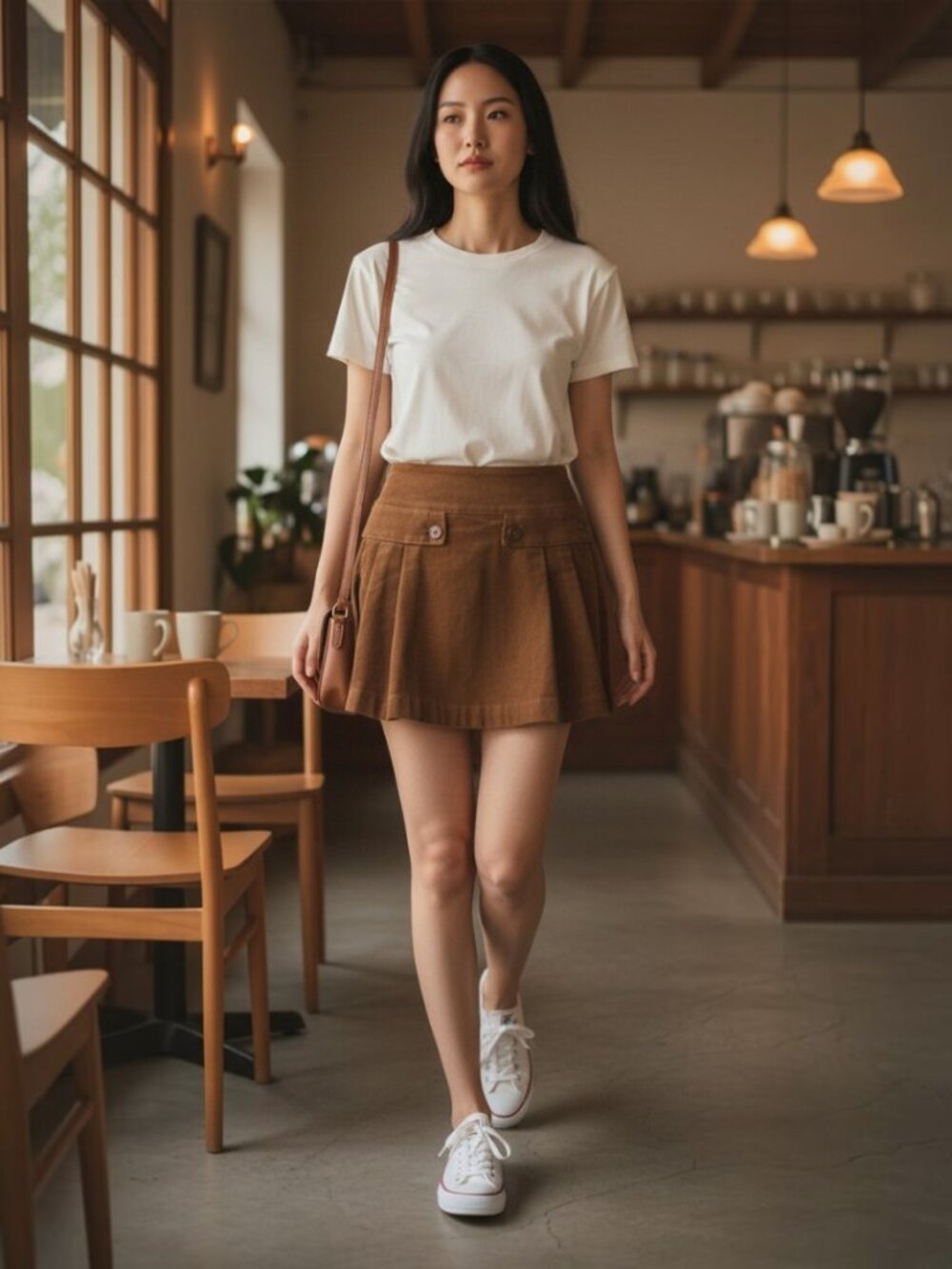 NWT Retro Look Hang Ten Brown Corduroy Pleated Mini Skirt Small